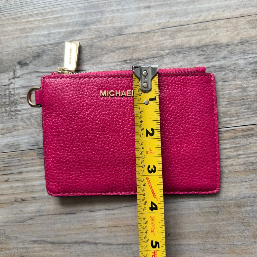 Michael Kors Jet Set Coin Purse Wild Berry Pink Wallet Designer Leather Gold - Picture 7 of 8